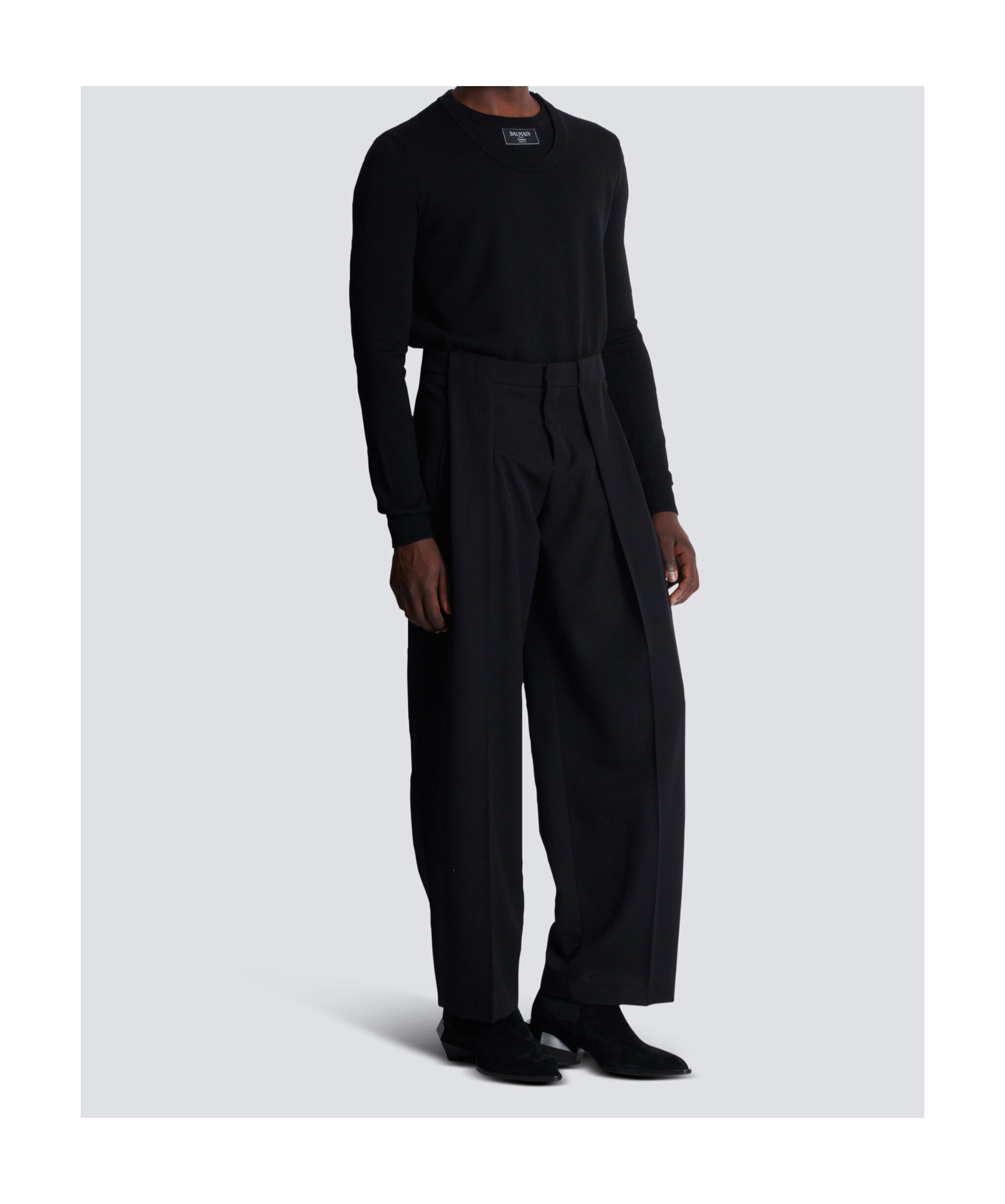 Balmain Straight Leg Pleated Pants With Pockets And Belt Loops In Black