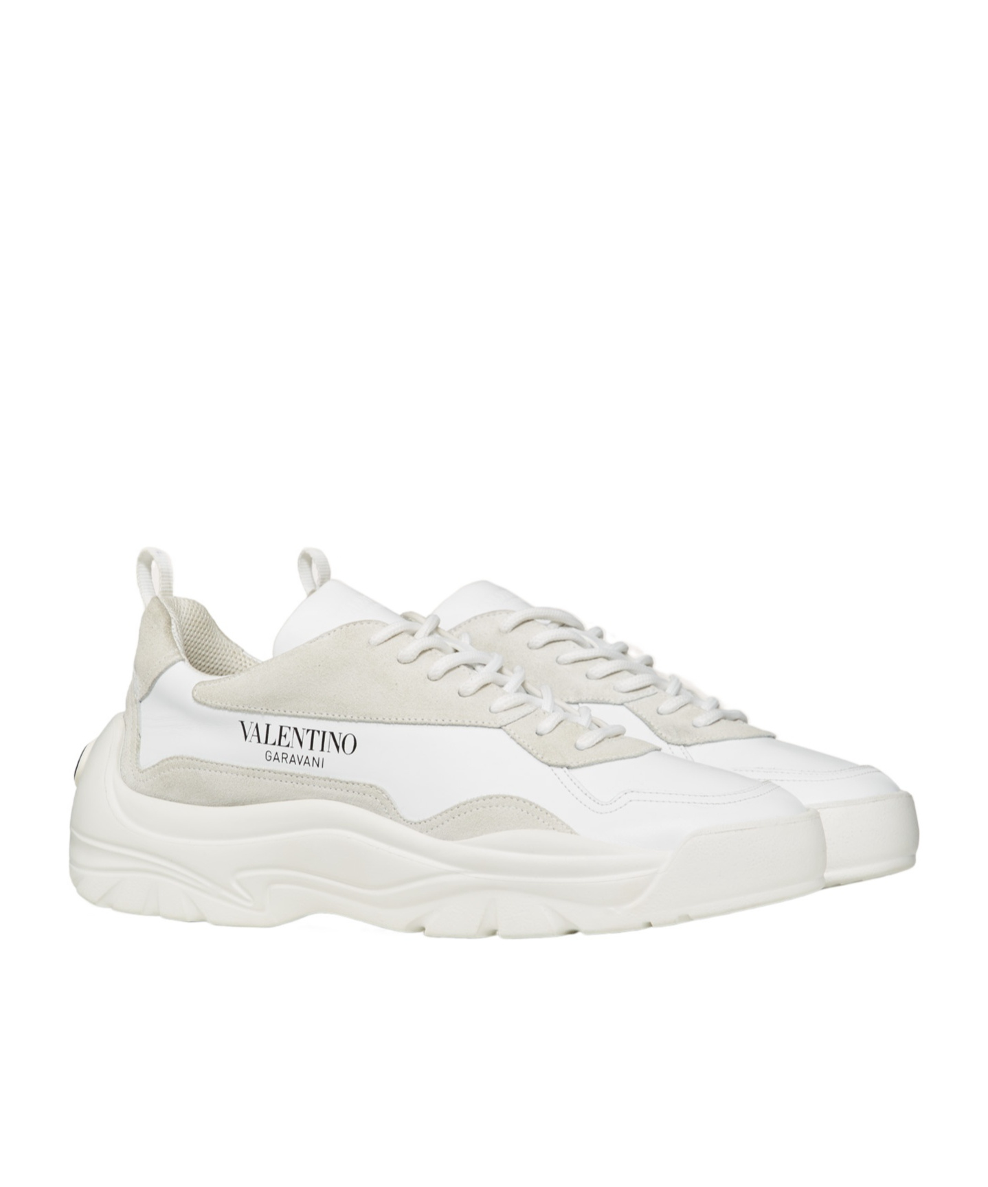 Valentino Two-tone Leather And Suede Gumboy Sneakers In White