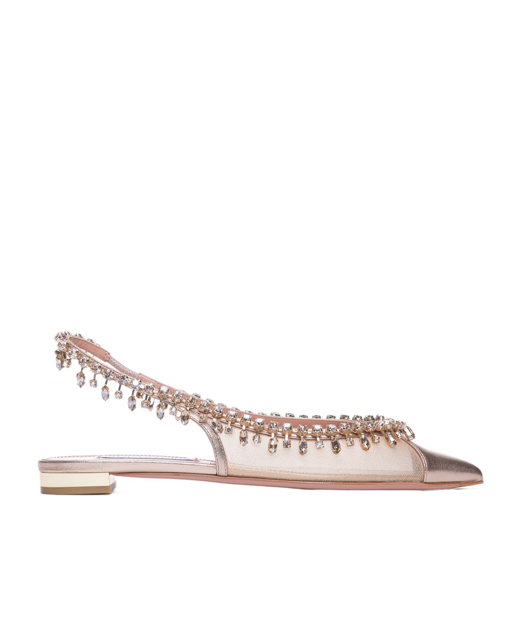 Aquazzura Half-heeled Flat Sandals In Nude