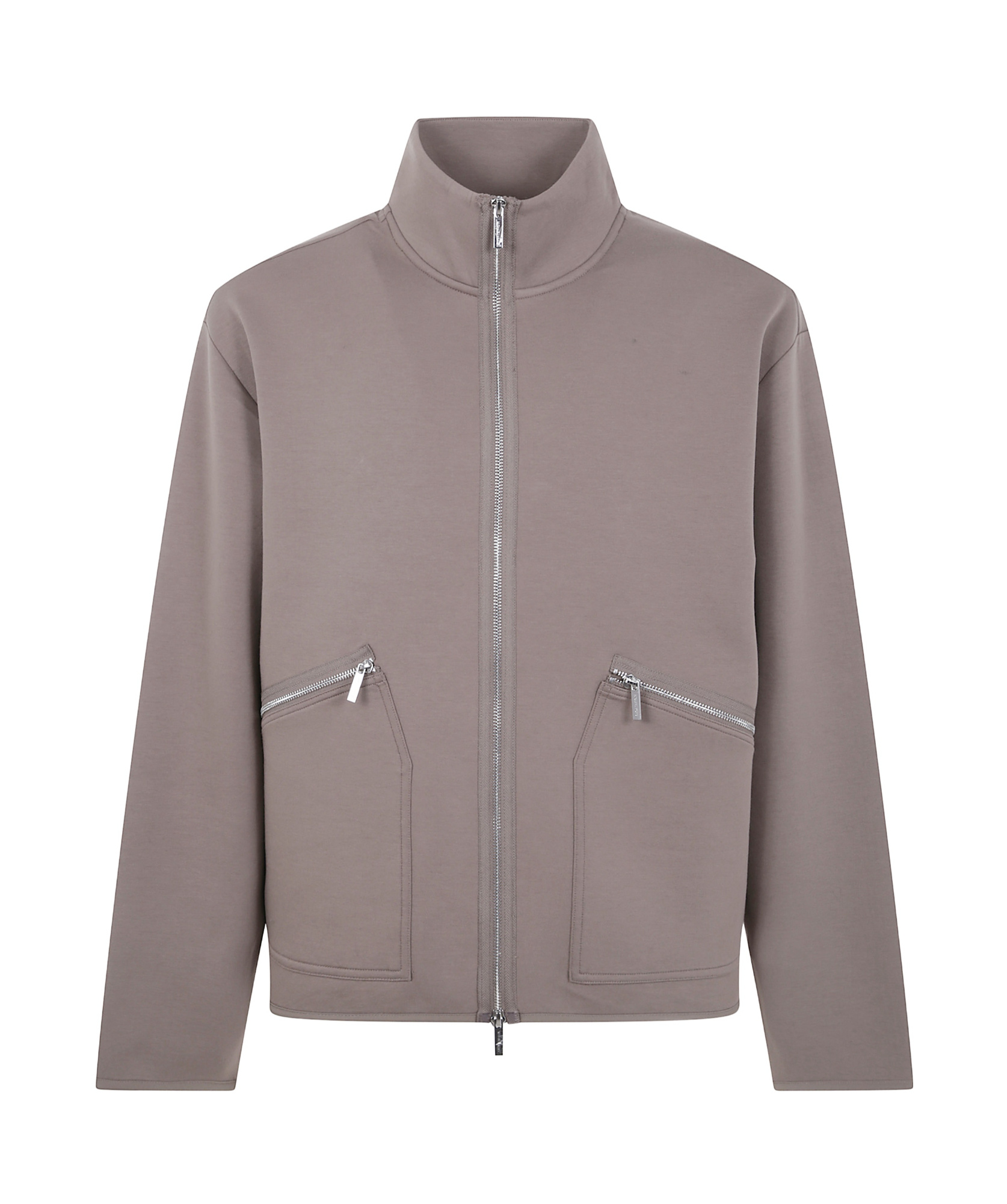 Michael Kors Double Breasted Zip Mock Collar Jacket In Brown