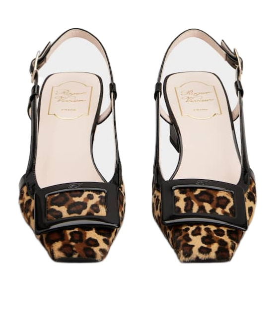 Roger Vivier Belle Vivier 45 Patent Leather-trimmed Leopard-print Pony Hair Slingback Pumps In Black