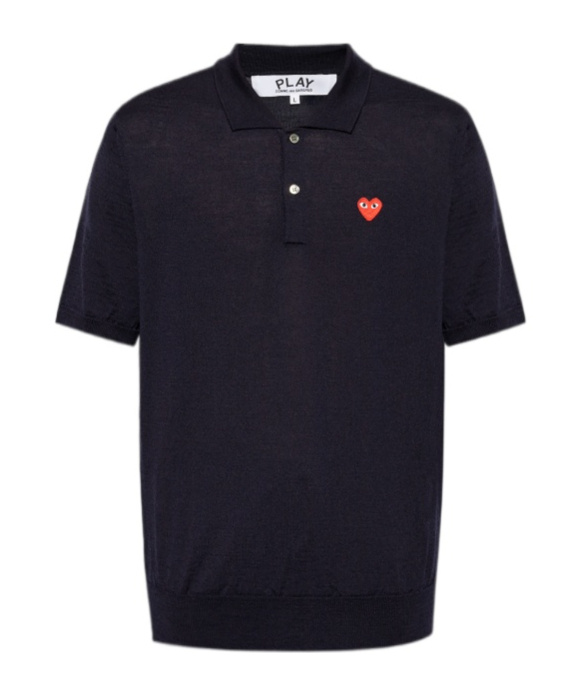Comme Des Garçons Play Polo Shirt With Ribbed Collar And Straight Hem In Black