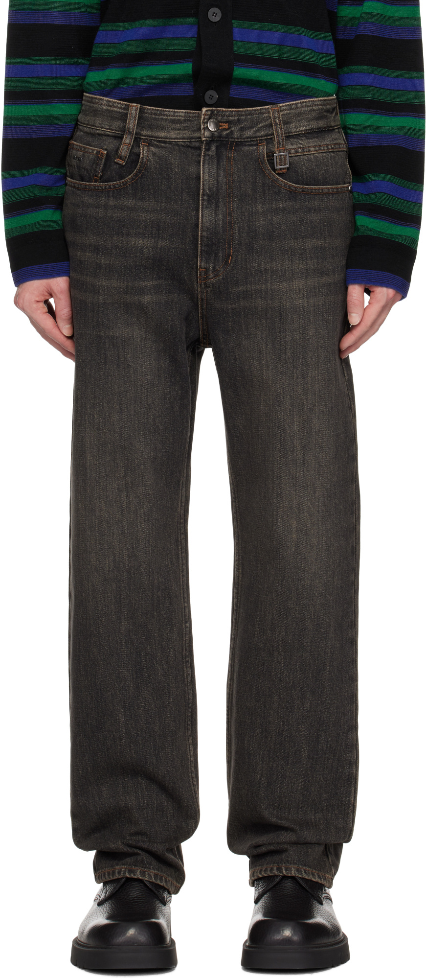 Wooyoungmi Gray New Straight Jeans In Black