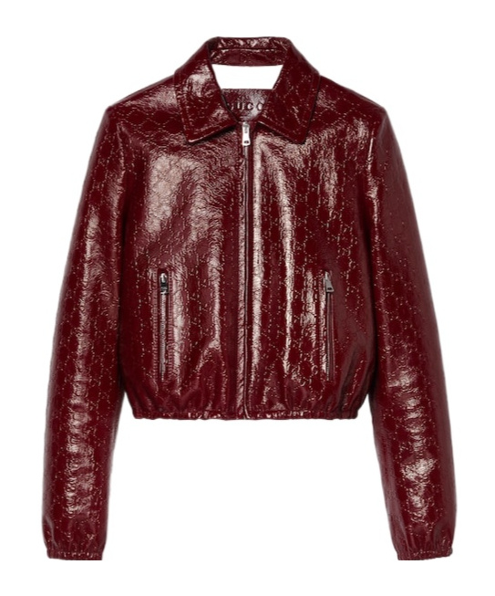 Gucci Naplack Leather Bomber Jacket In Brown