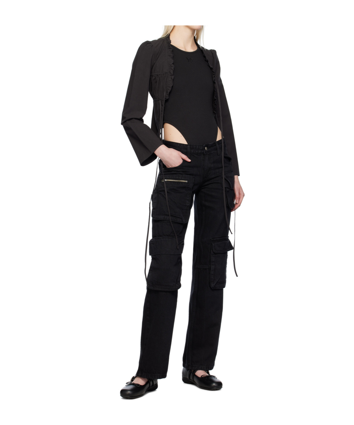 Open Yy Faded Jeans In Black