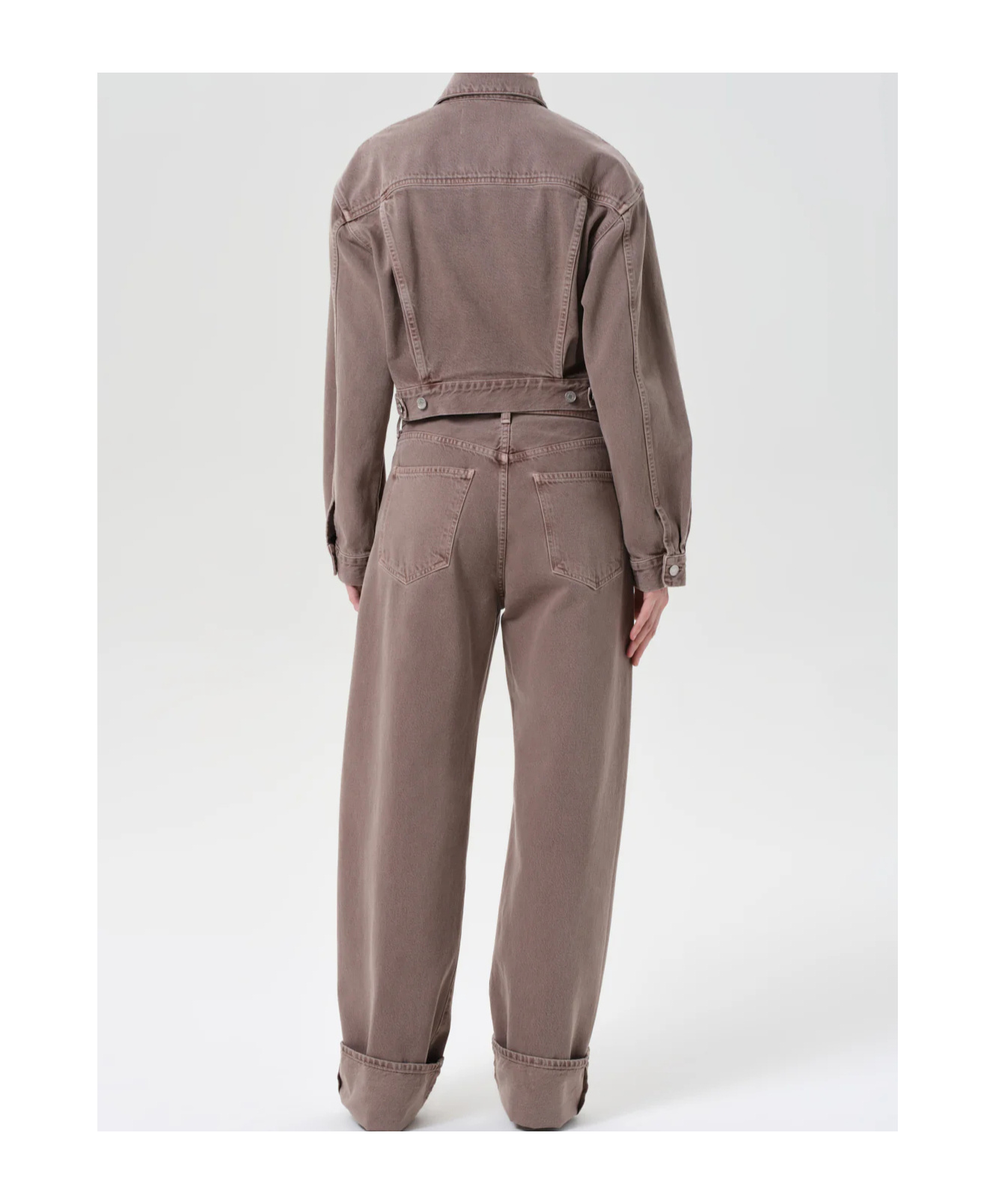 Agolde Mid-rise Denim Trousers In Brown