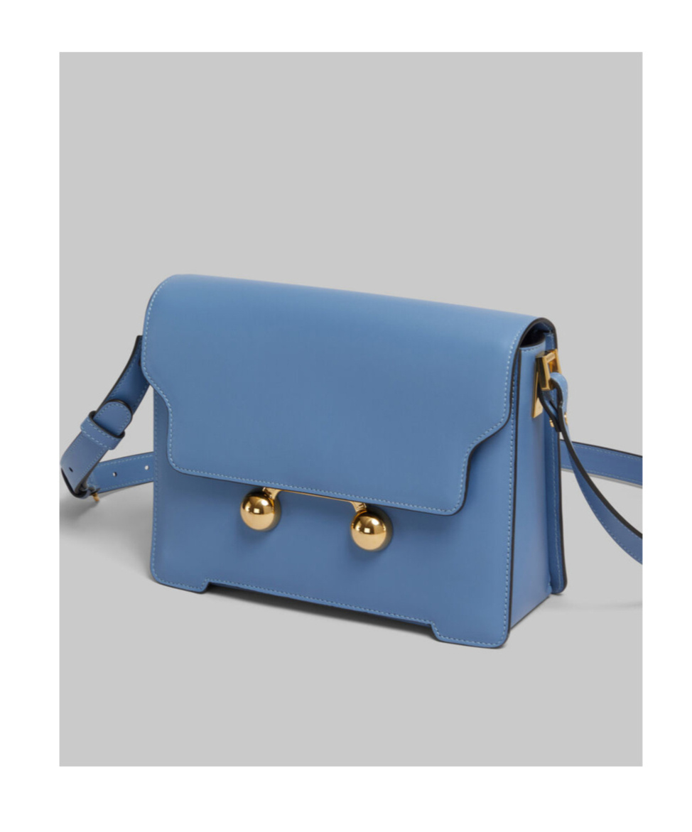 Marni Blue Leather Trunkaroo Medium Shoulder Bag In Blue
