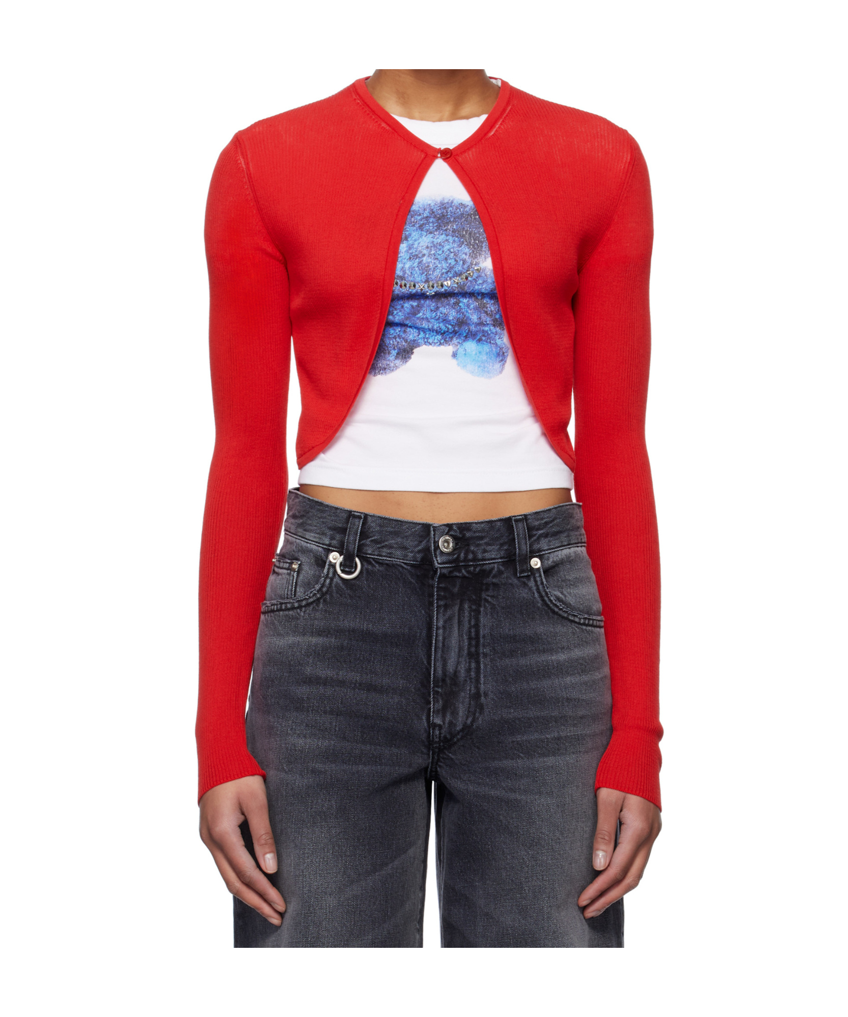We11 Done Crew Neck Long Sleeve Sweater In Red