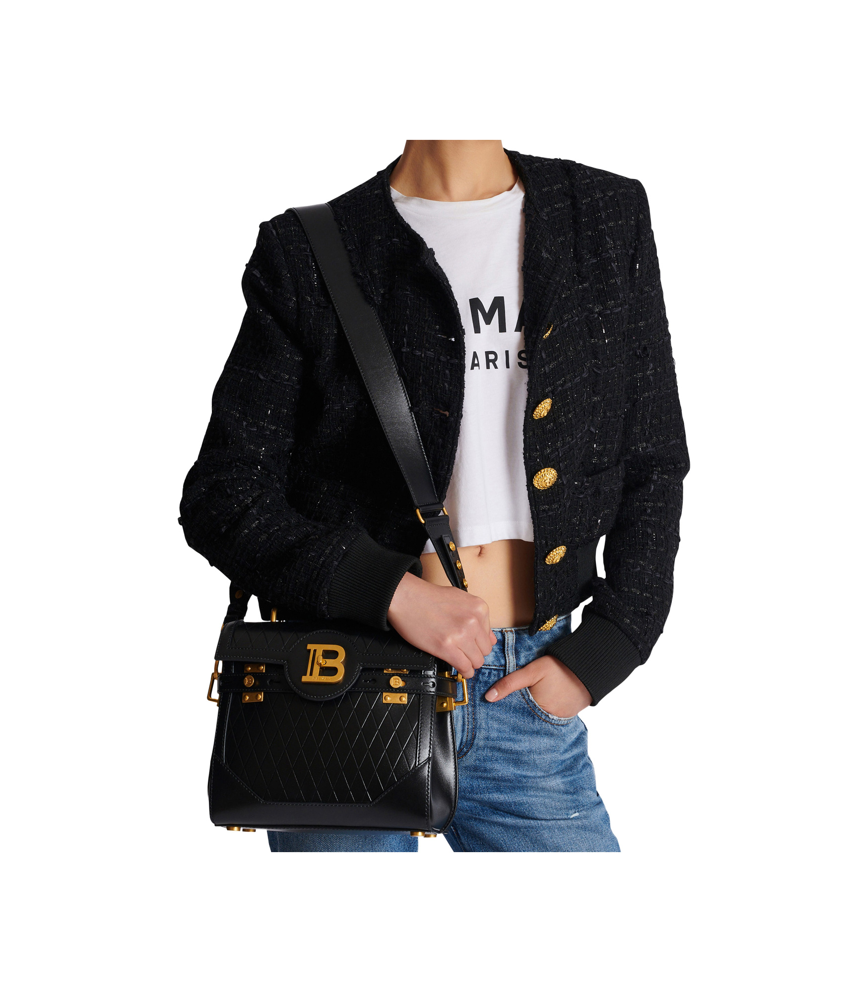 BALMAIN B-BUZZ 23 LOGO SHOULDER BAG 