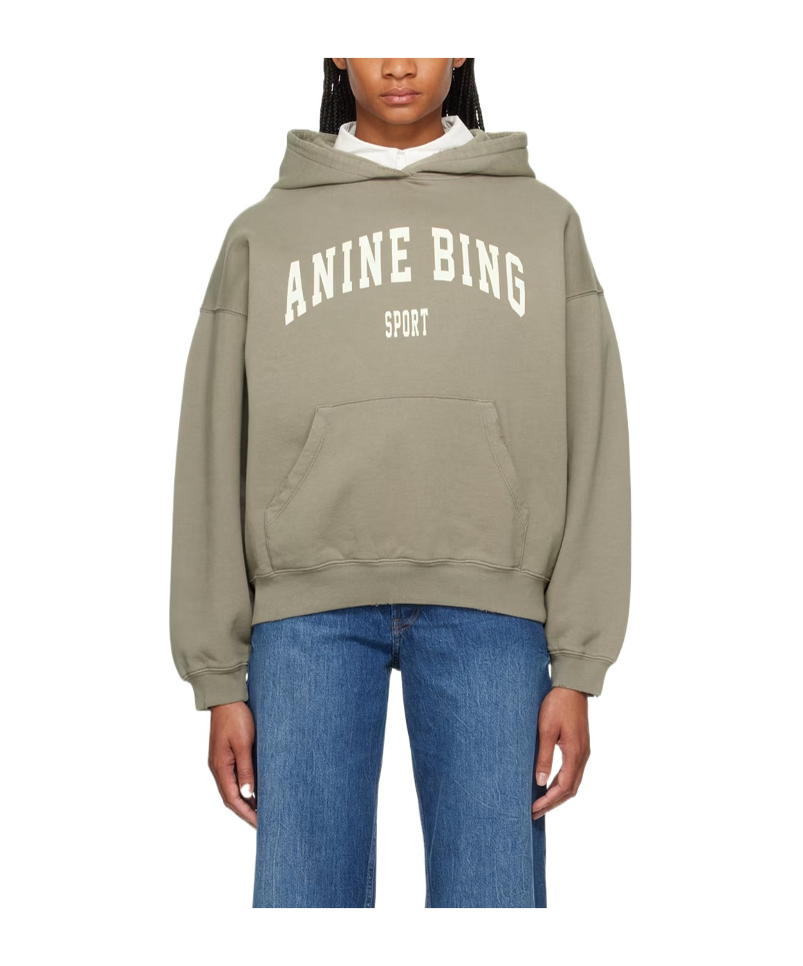 Anine Bing Harvey Combed-cotton Hoodie In Green