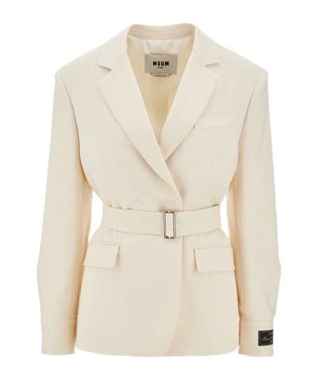 Msgm Long-sleeved Suit Coat In Nude