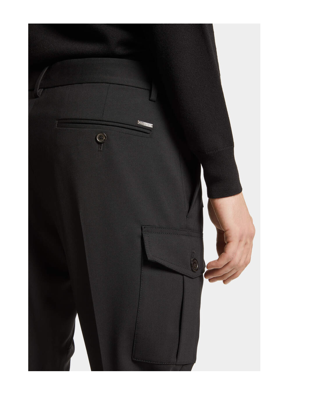 Dsquared2 Tapered Cotton Cargo Trousers In Black