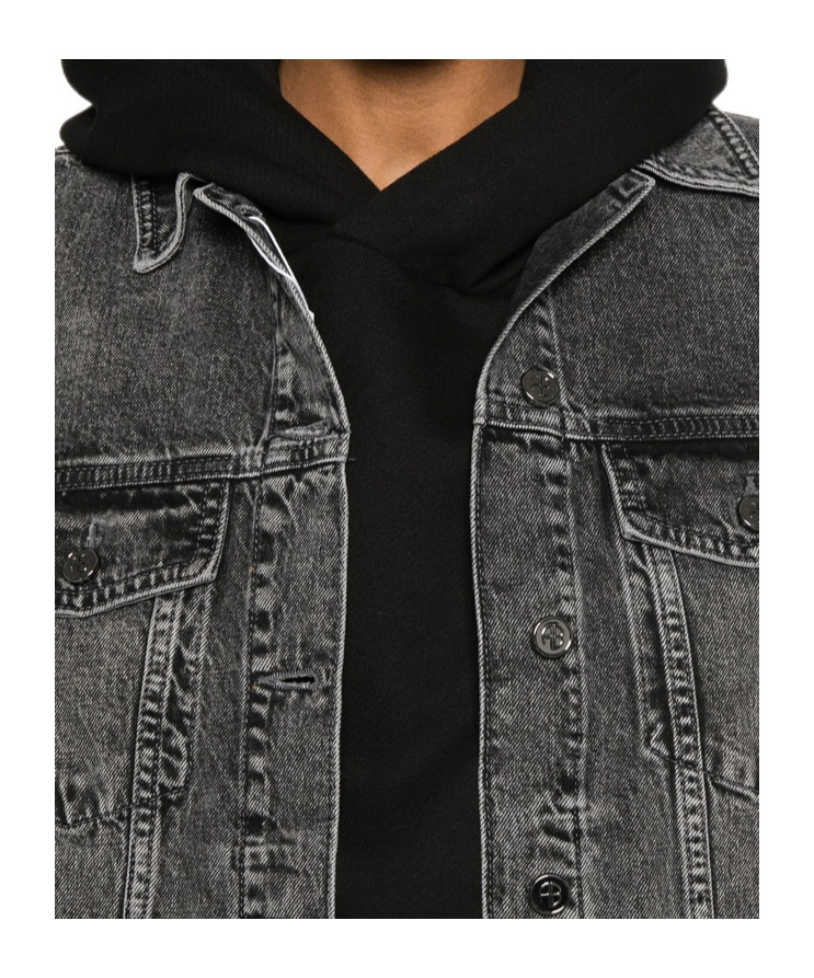 Shop Anine Bing Rory Button-up Denim Jacket In Black