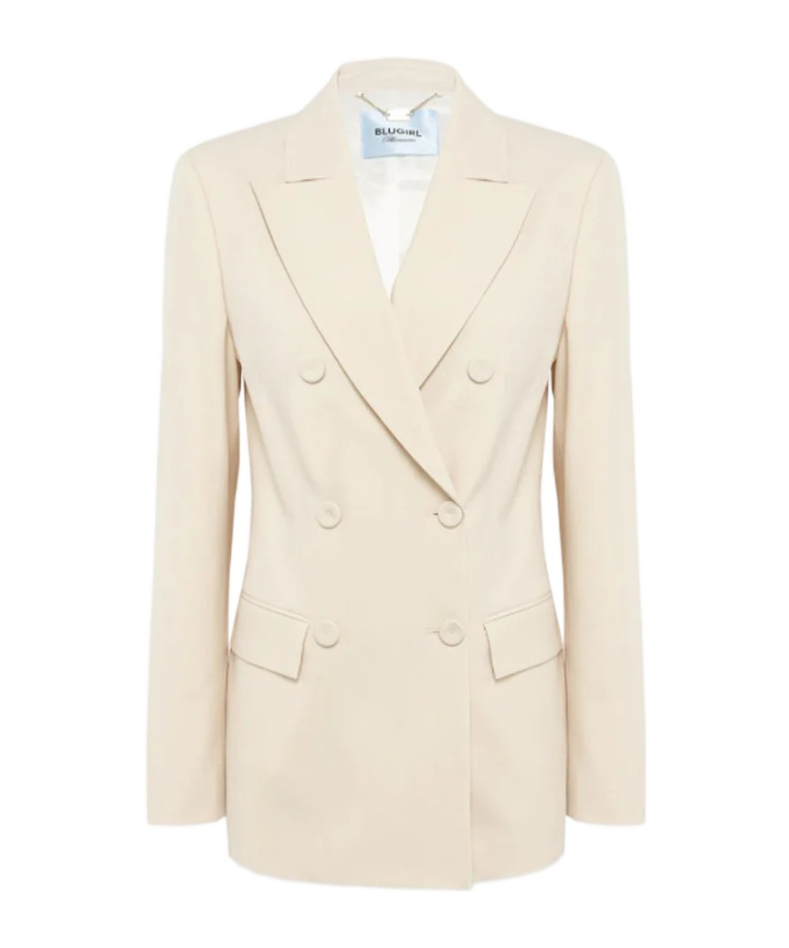 Blugirl Double-breasted Long Sleeve Suit Jacket In Neutral