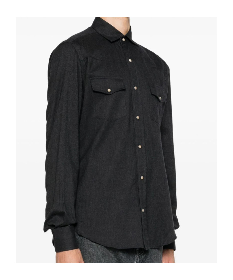 Eleventy Dark Grey Cotton Shirt In Black