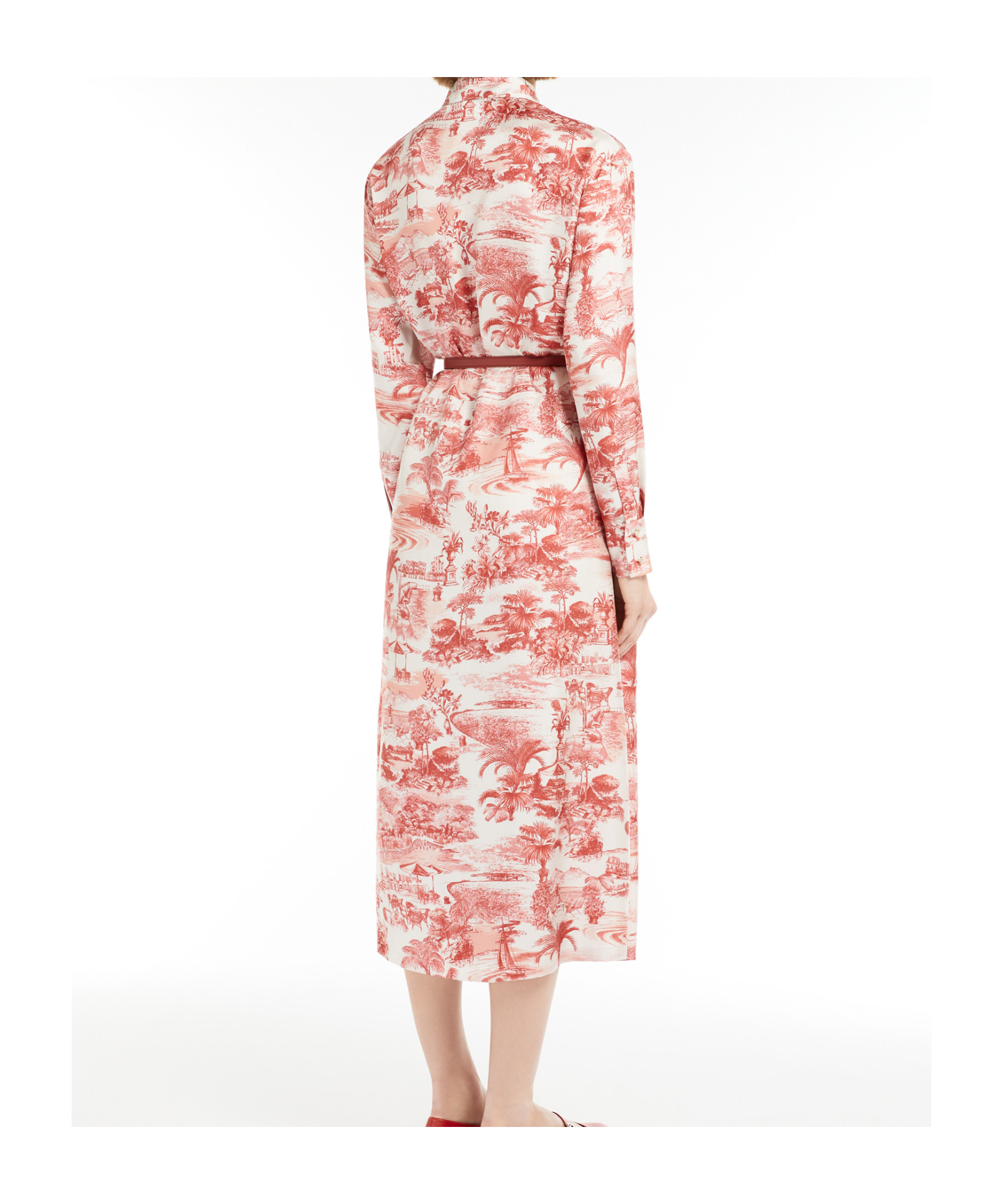 Shop Max Mara Studio Svelto All-over Patterned Belted Dress In Pink