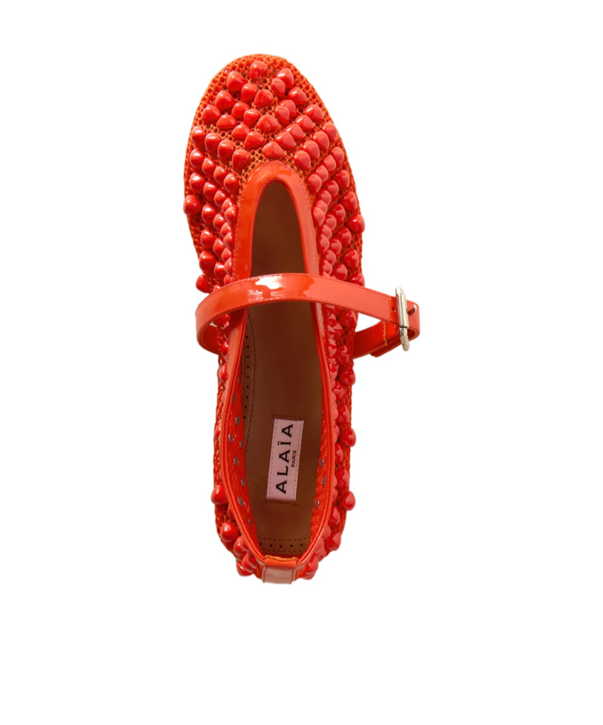 Alaïa Rivet Mesh Ballet Shoes In Red