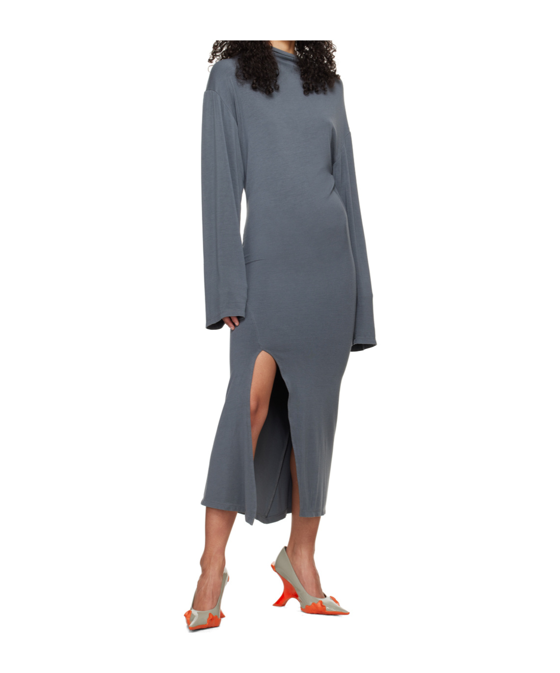 Jade Cropper Vented Midi Dress In Gray
