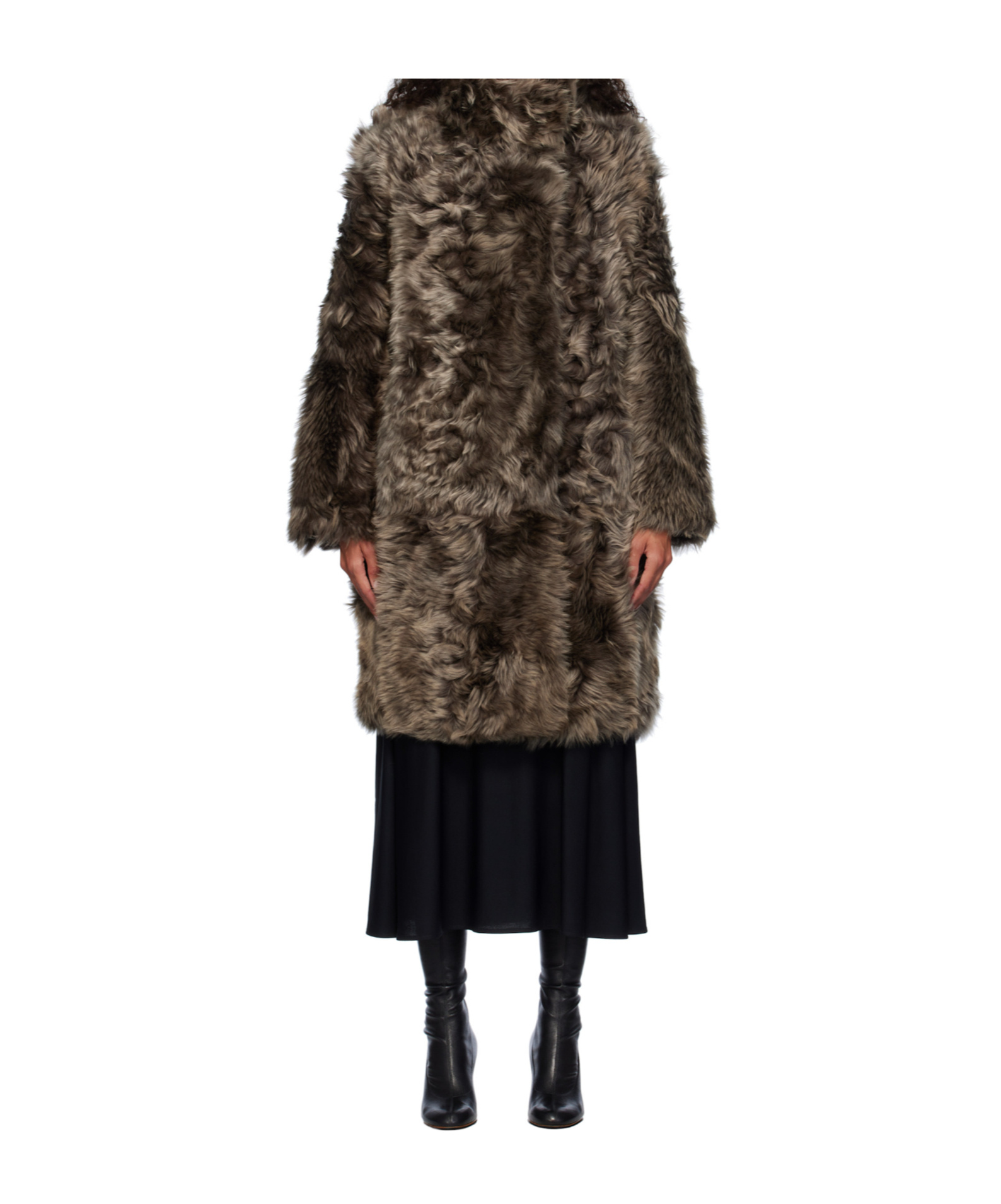 Yves Salomon Long-sleeved Coat In Black