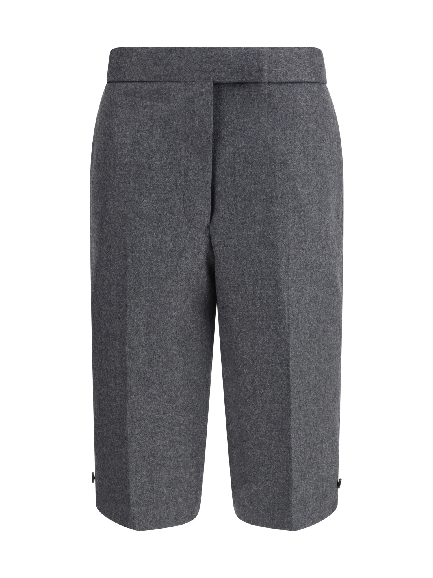 Thom Browne Solid Wool Flannel Bermuda Shorts In Gray