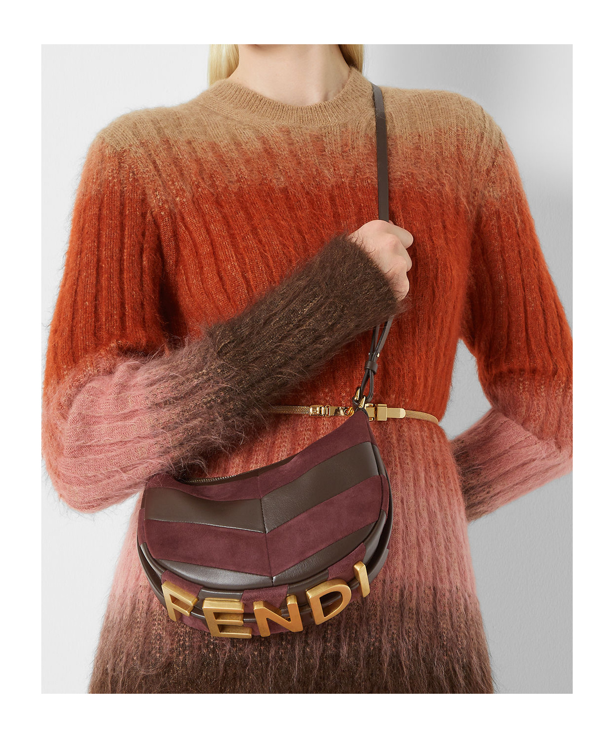 Fendi Mini-bag In Leather And Suede With Two-tone Inlay In Red