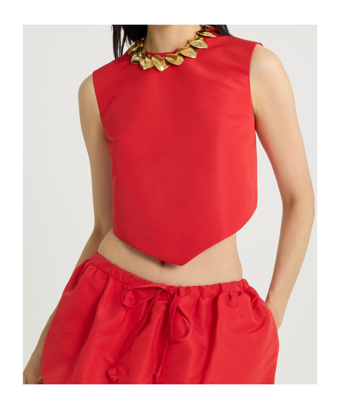 Patou Bow-detail Open-back Faille Crop Top In Red