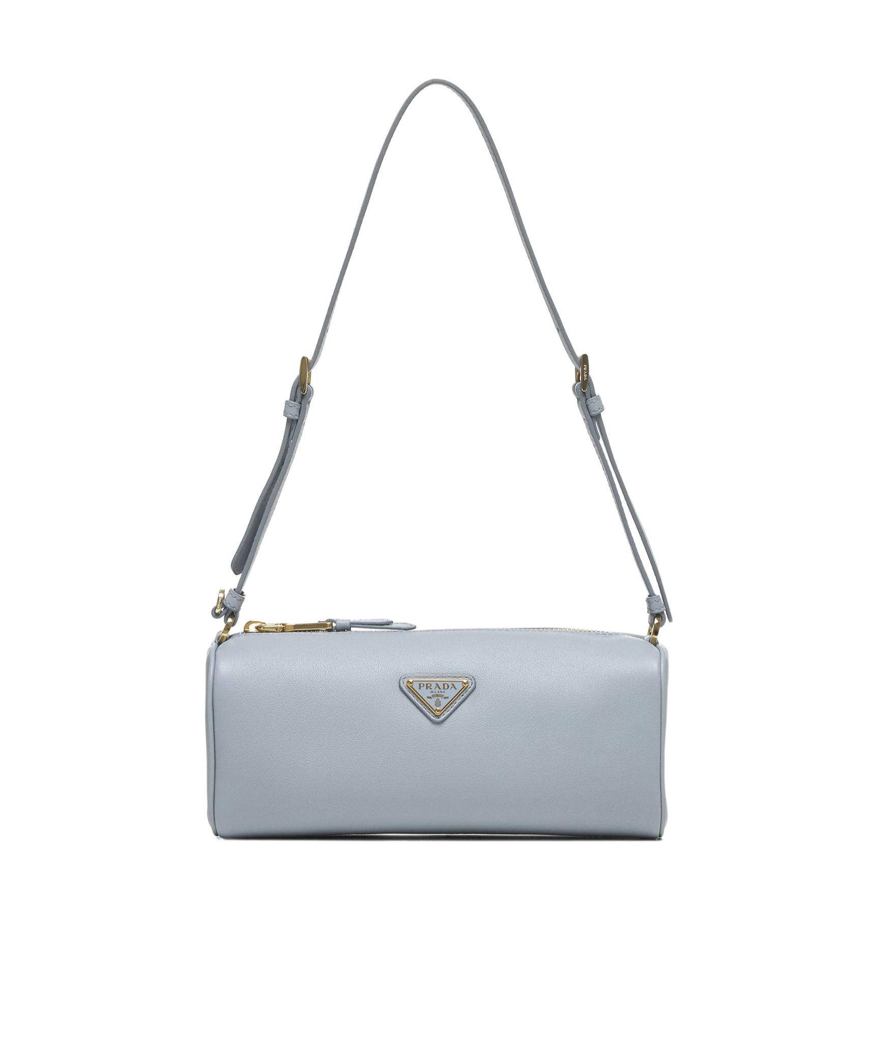 Prada Zippered Shoulder Bag In Gray