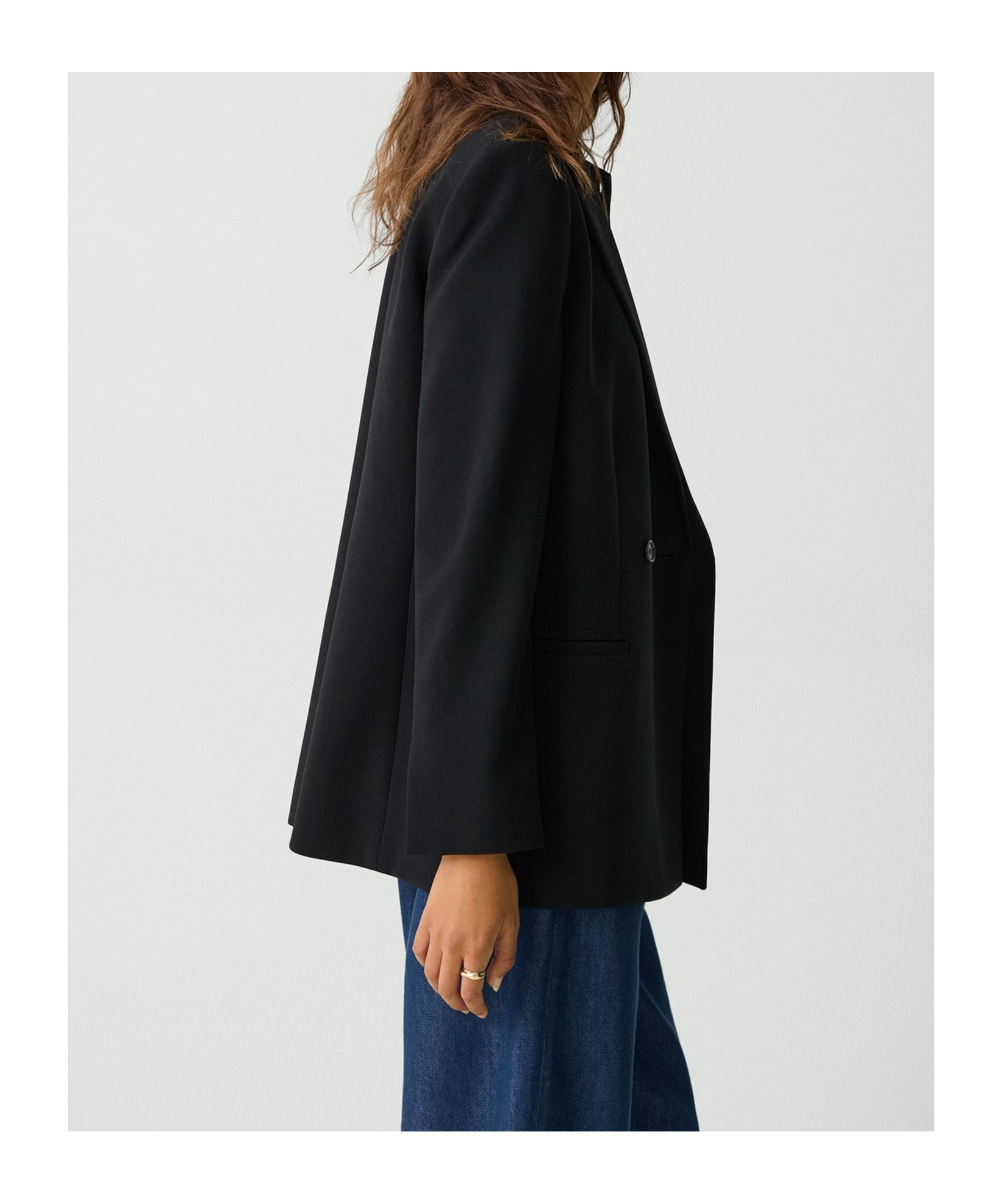 Theory Double-breasted Blazer In Black