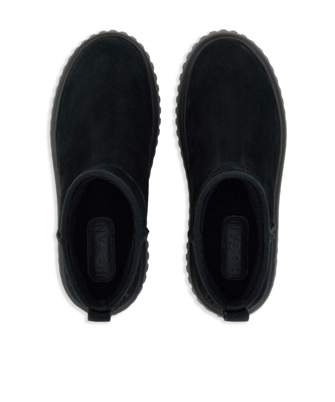 Hogan Ankle-high Minimalist Suede Shoes In Black