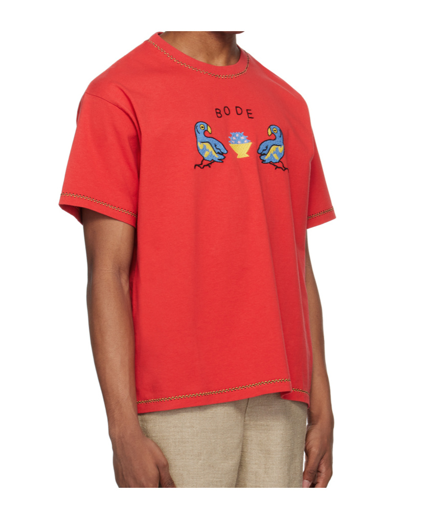 Bode Twin Parakeet T-shirt In Red
