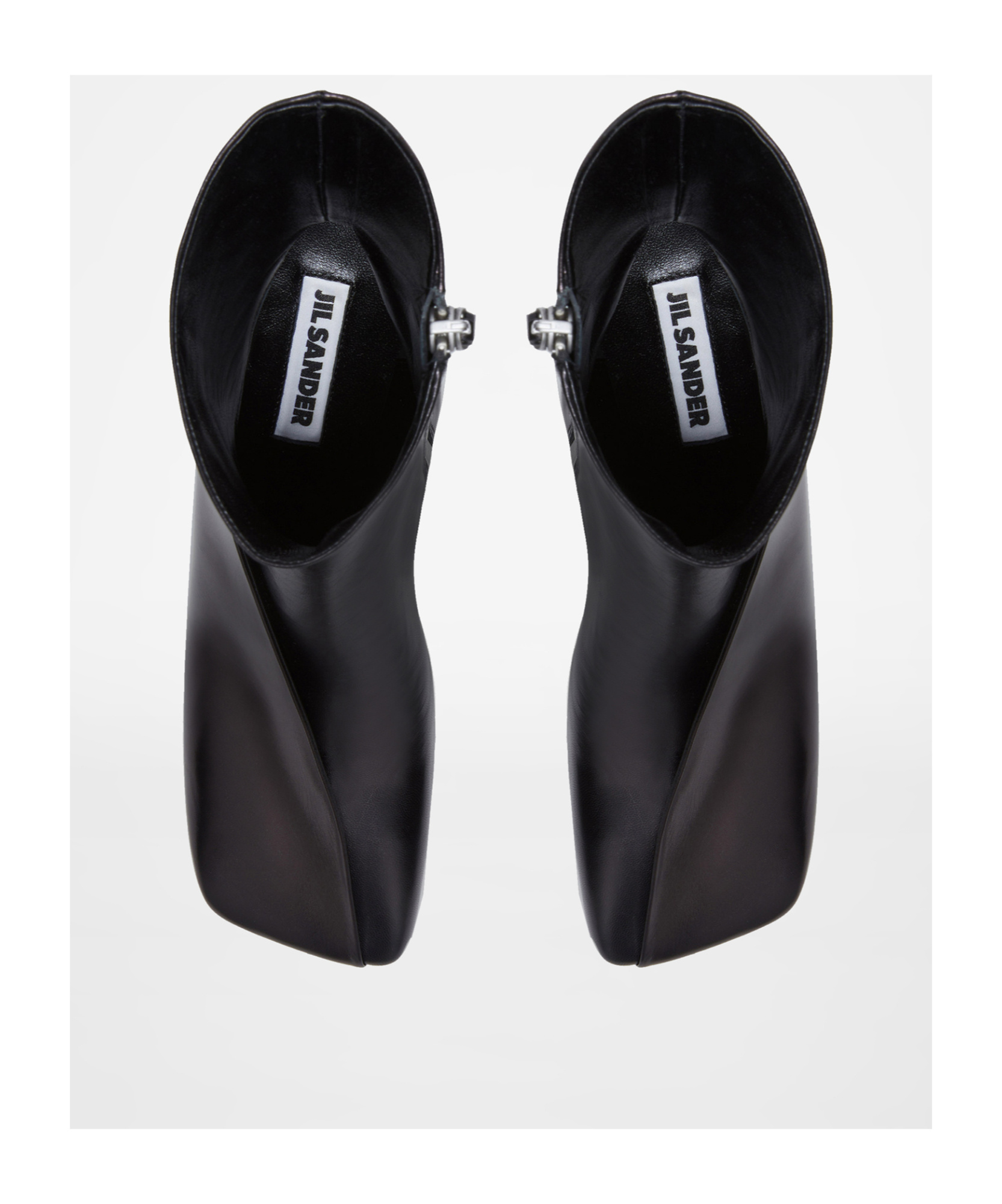 Jil Sander Square Toe Panelled Ankle Boots In Black