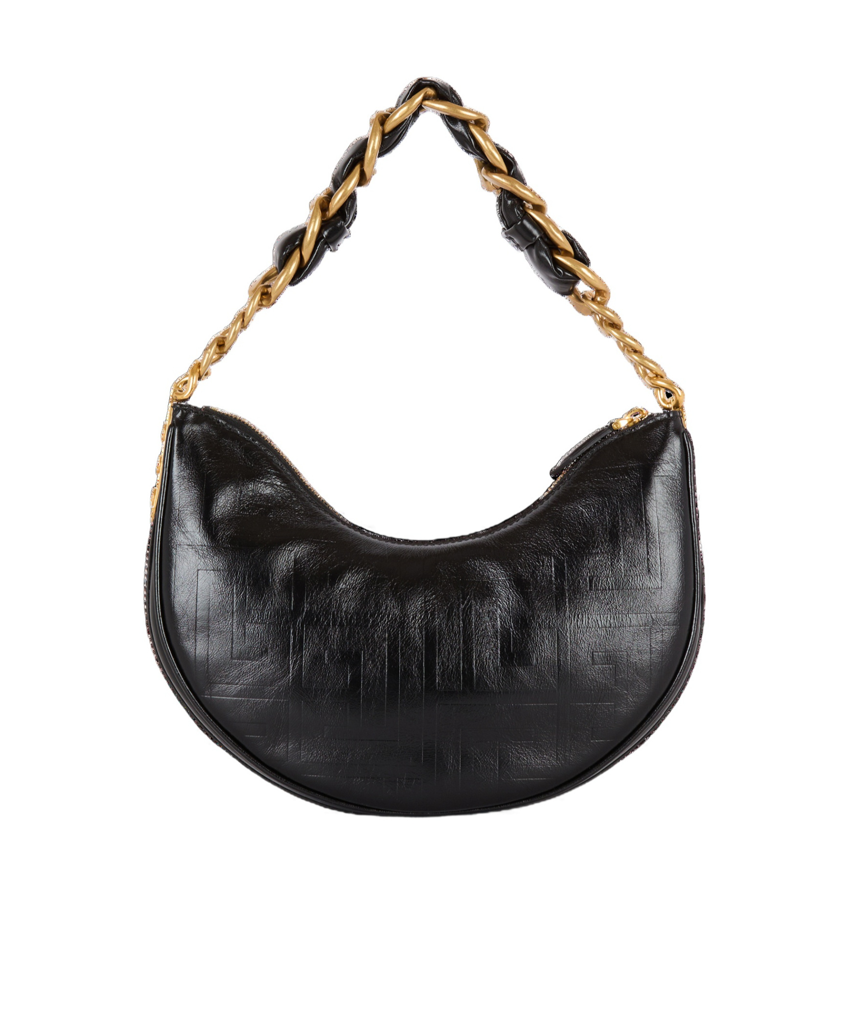Balmain 1945 Soft Moon Bag In Monogrammed Calfskin In Black
