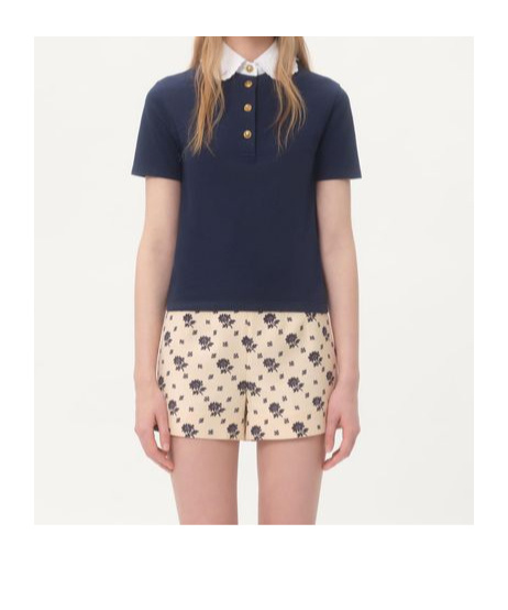 Valentino Garavani Embroidered Cotton Sweatshirt Polo Shirt In Black