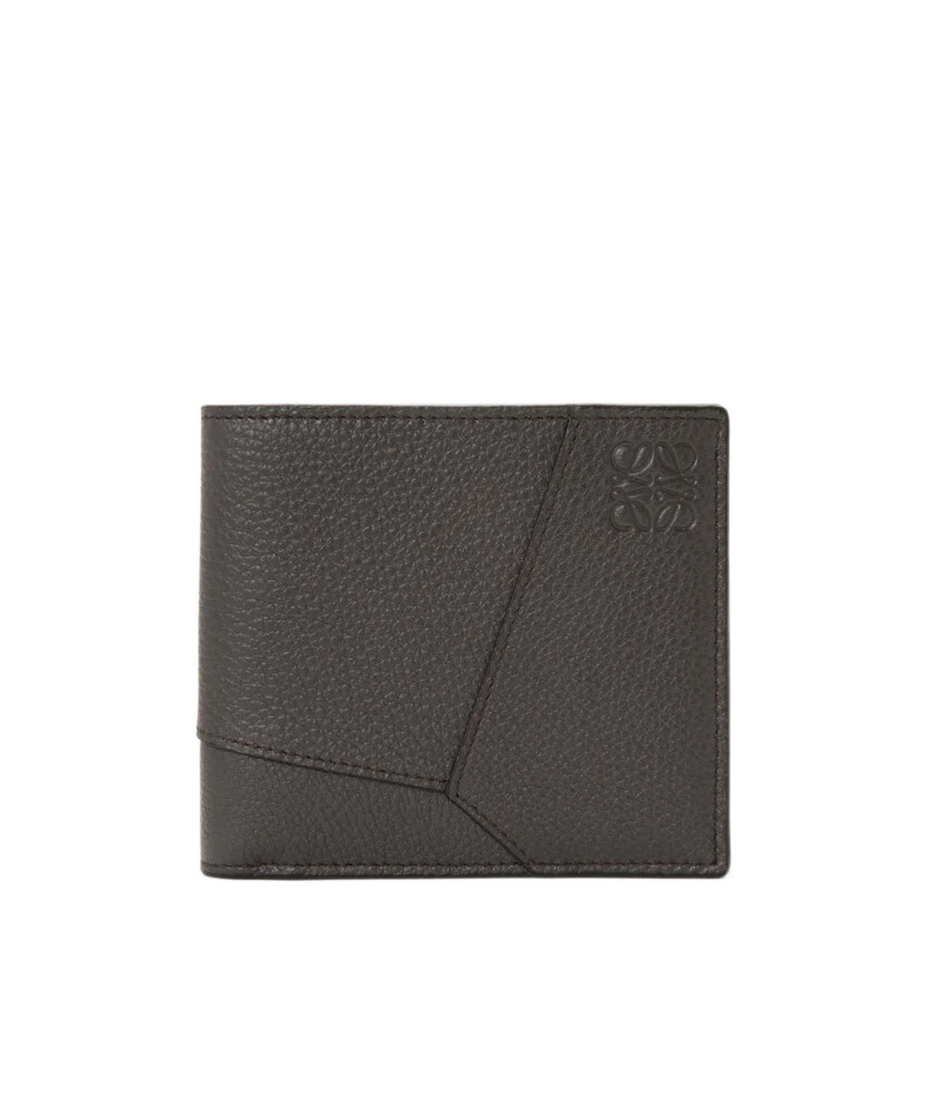 Loewe Puzzle Bifold Wallet In Supple Grained Calfskin In Gray