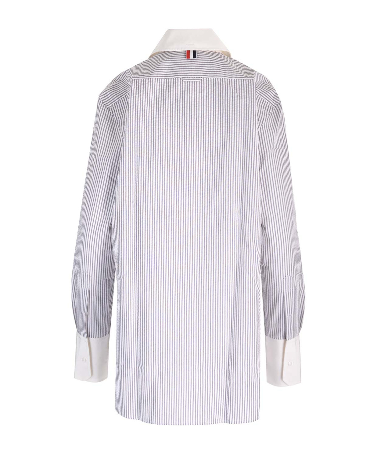 Thom Browne Seersucker Long Shirt Shirts Grey In Medium Gray