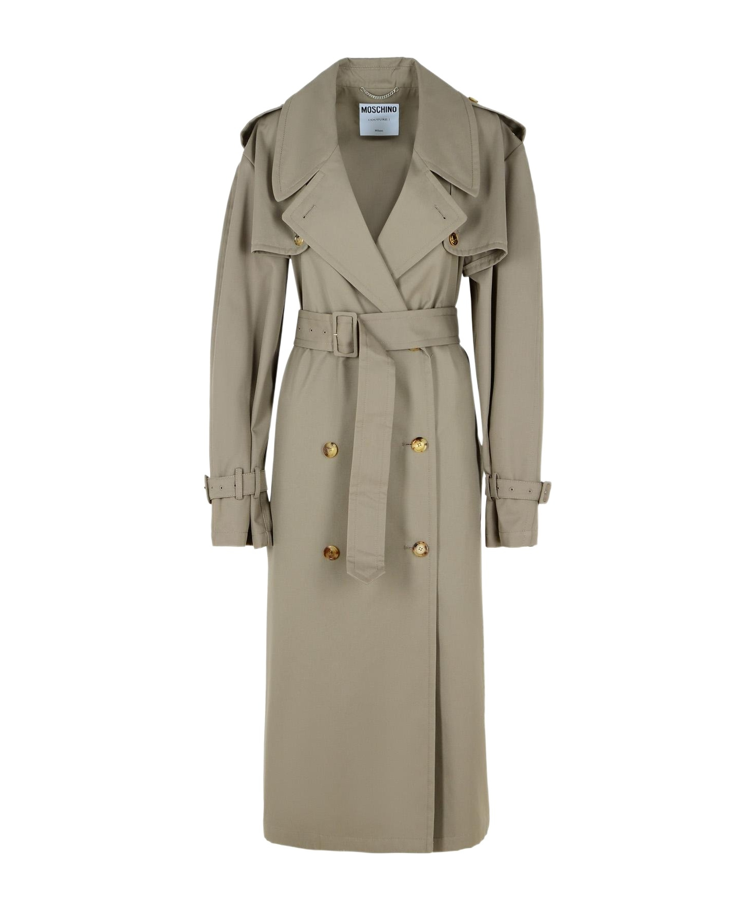 Moschino Tailored Twist Trench Coat In Green