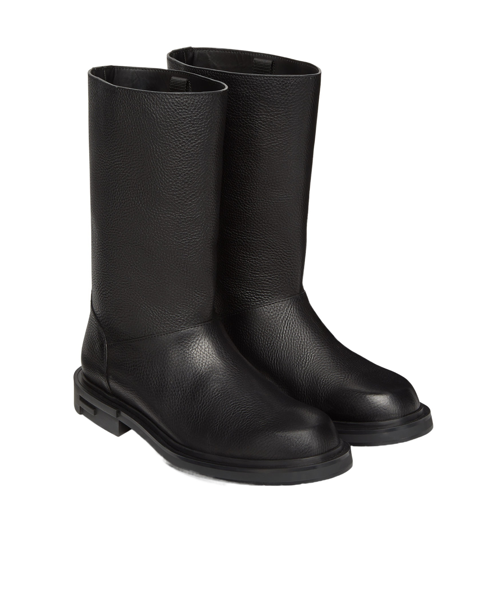 Fendi Leather Frame Boots In Black