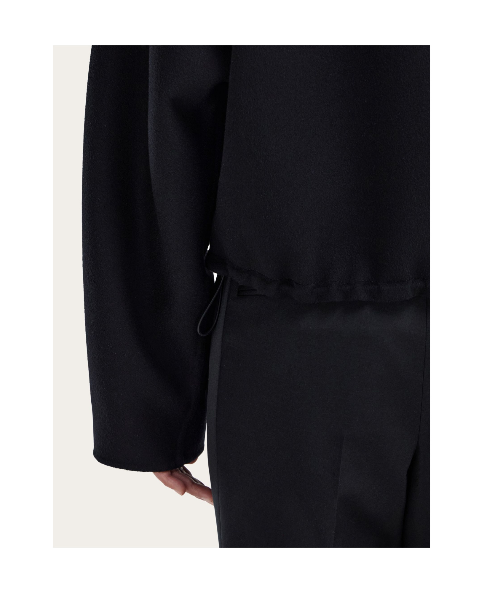 Ferragamo Cashmere Blend Cropped Bomber Jacket In Black