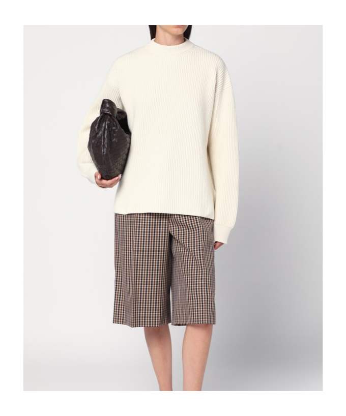 Jil Sander White Ribbed Crewneck Sweater In Neutral
