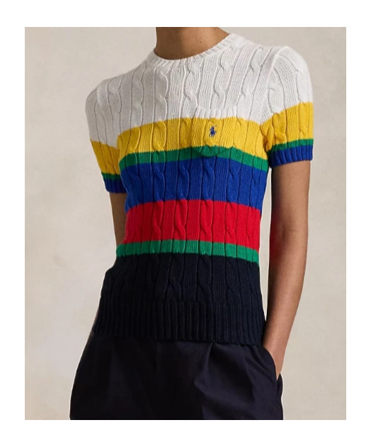 Shop Polo Ralph Lauren Cable-knit Top In Multicolor