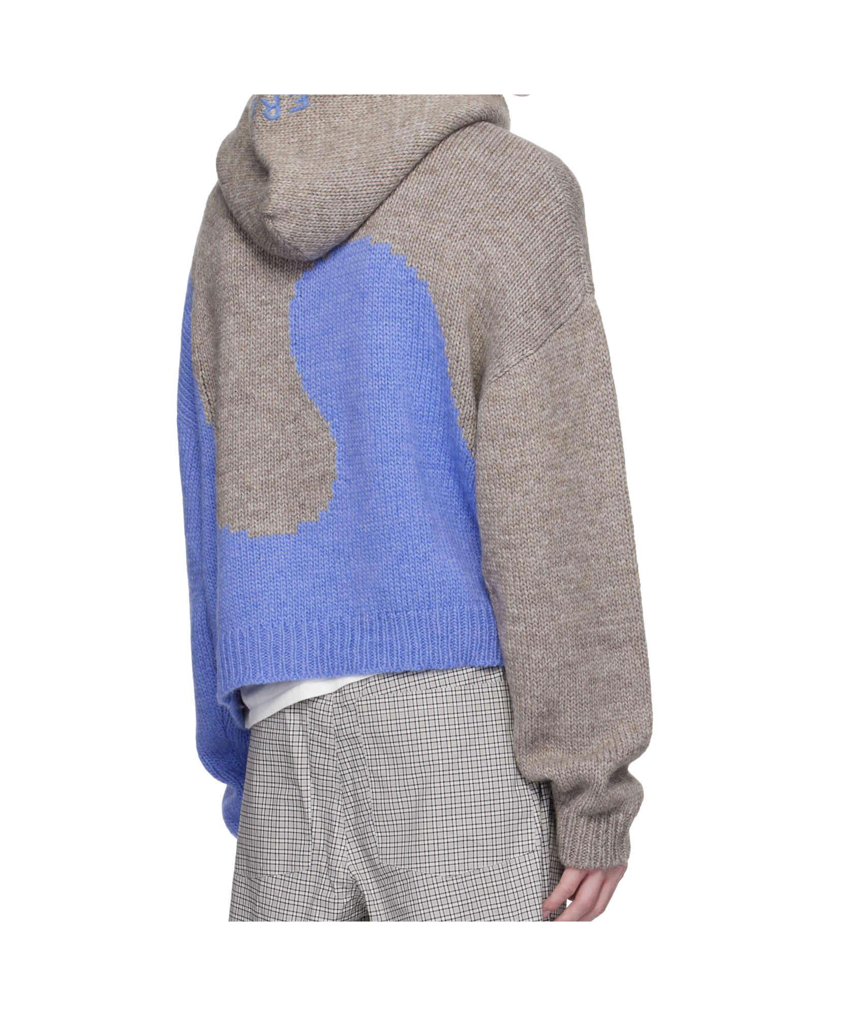 Shop Erl Hooded Sweater In Gray, Blue