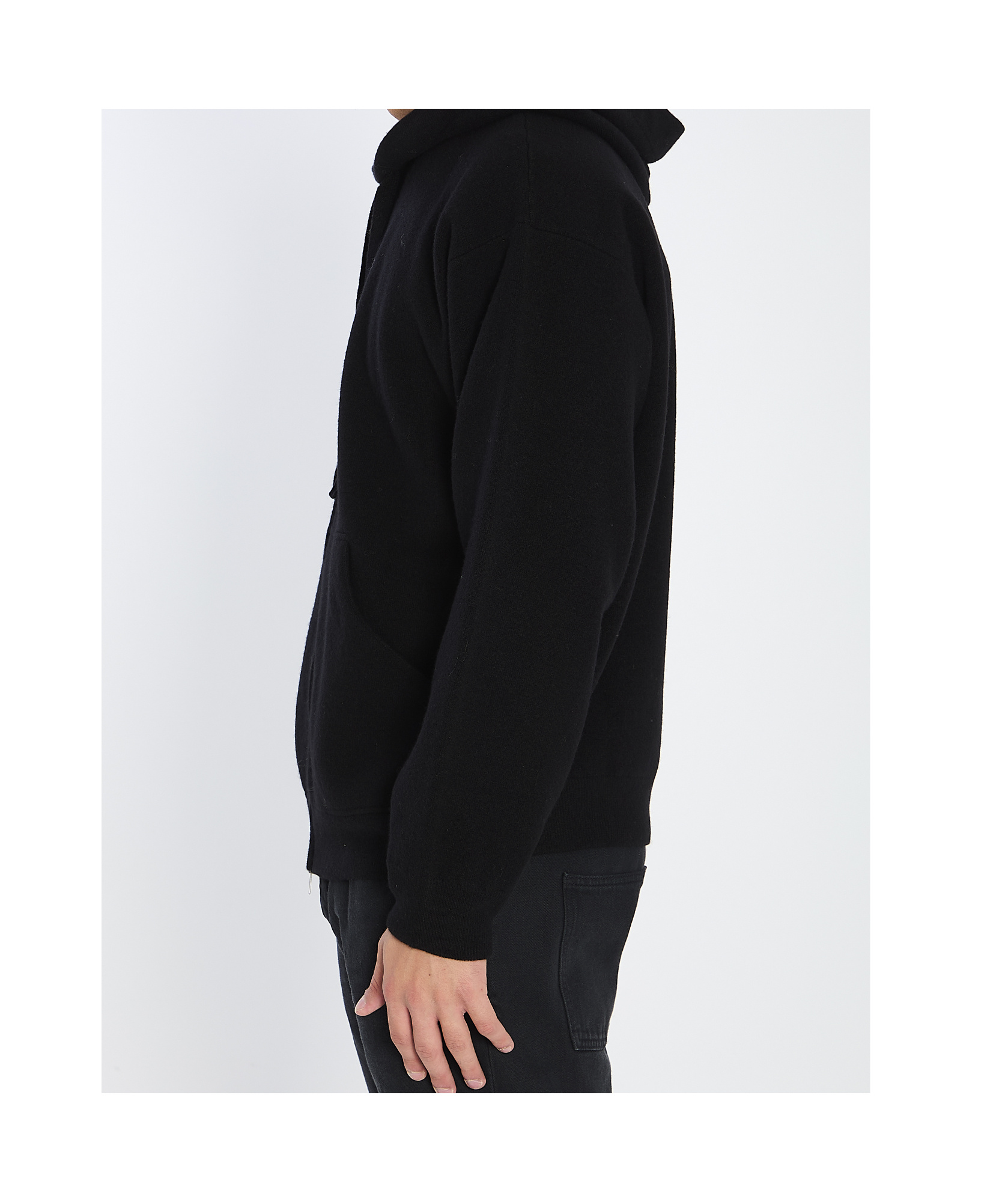 Roberto Collina Super-fine Wool Hooded Sweatshirt In Black