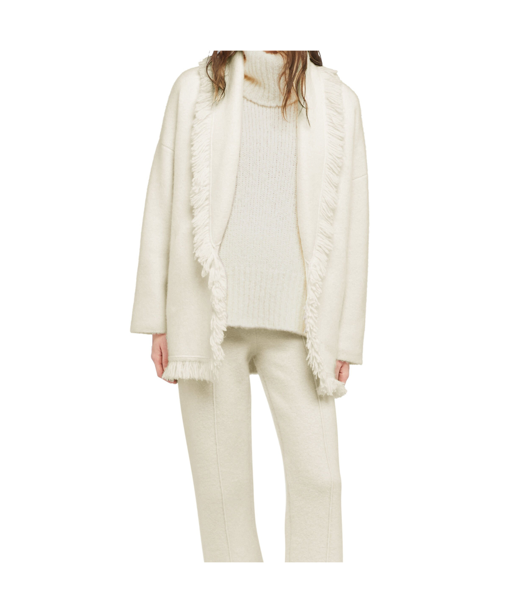 Alanui Finest Fringed Shawl-collar Cardigan In White
