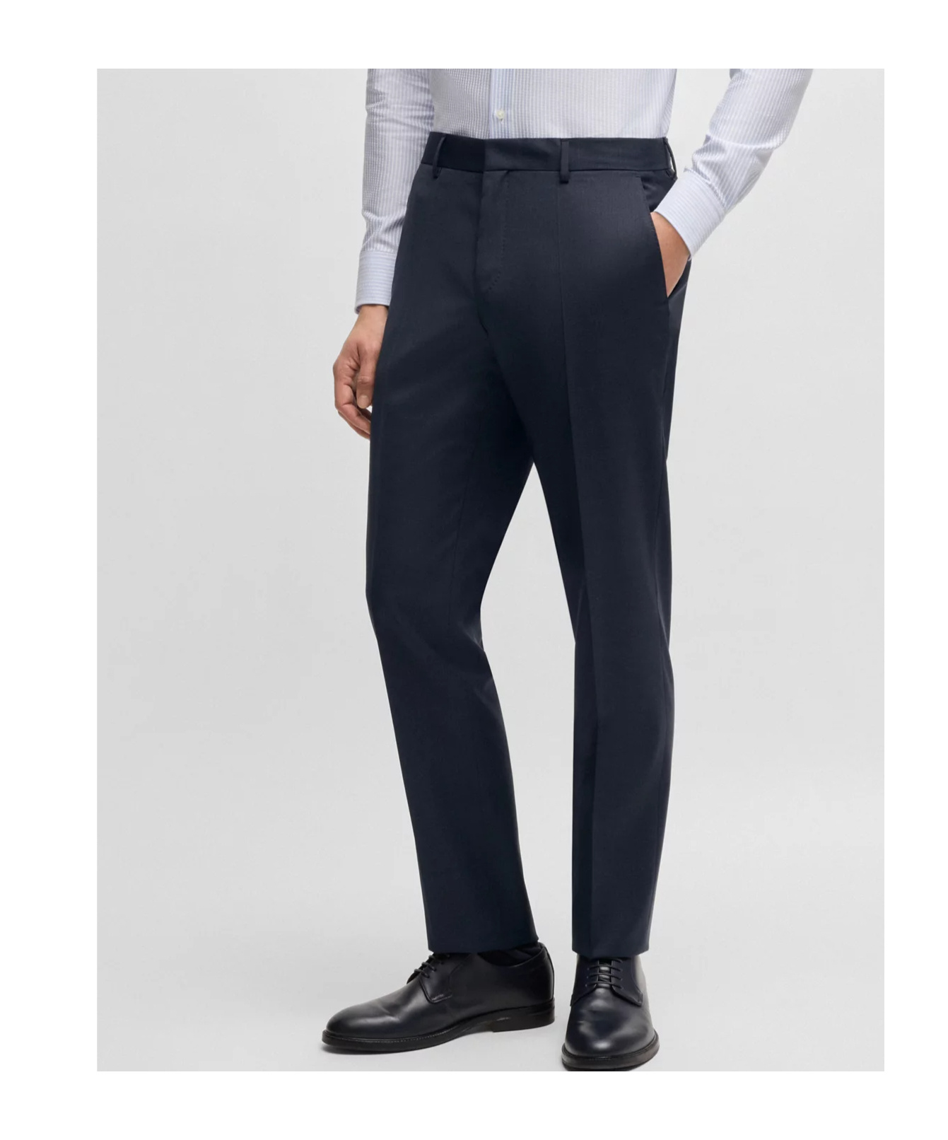 Hugo Boss Regular-fit Suit In Checked Stretch Wool In Dark Blue