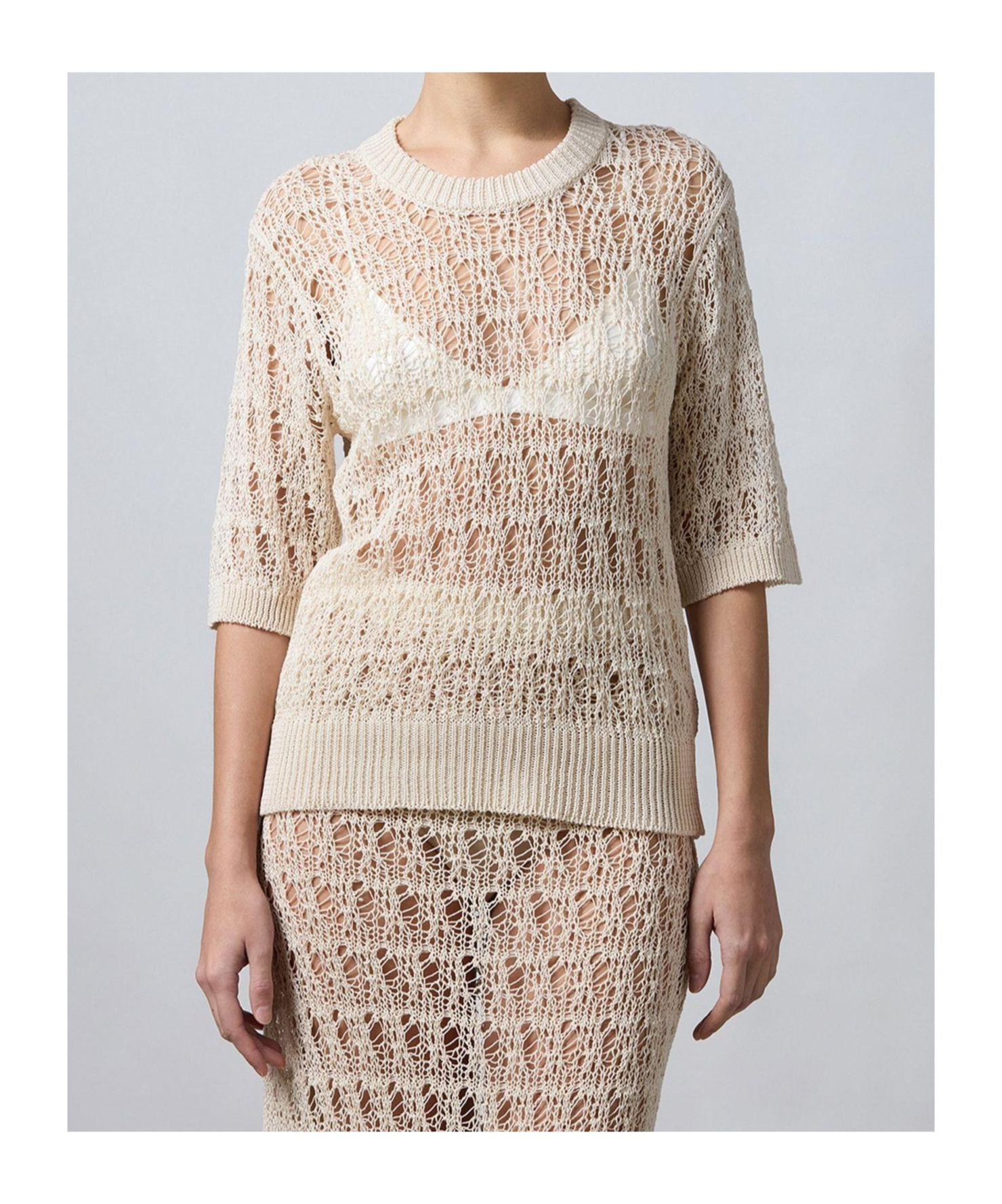 Roberto Collina Lace Effect Sweater In White