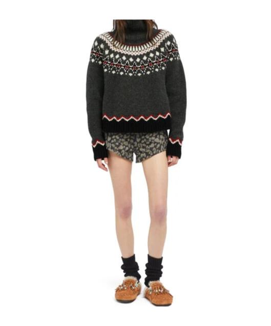 Alanui Sweet Winter Fair Isle Turtleneck Sweater In Gray