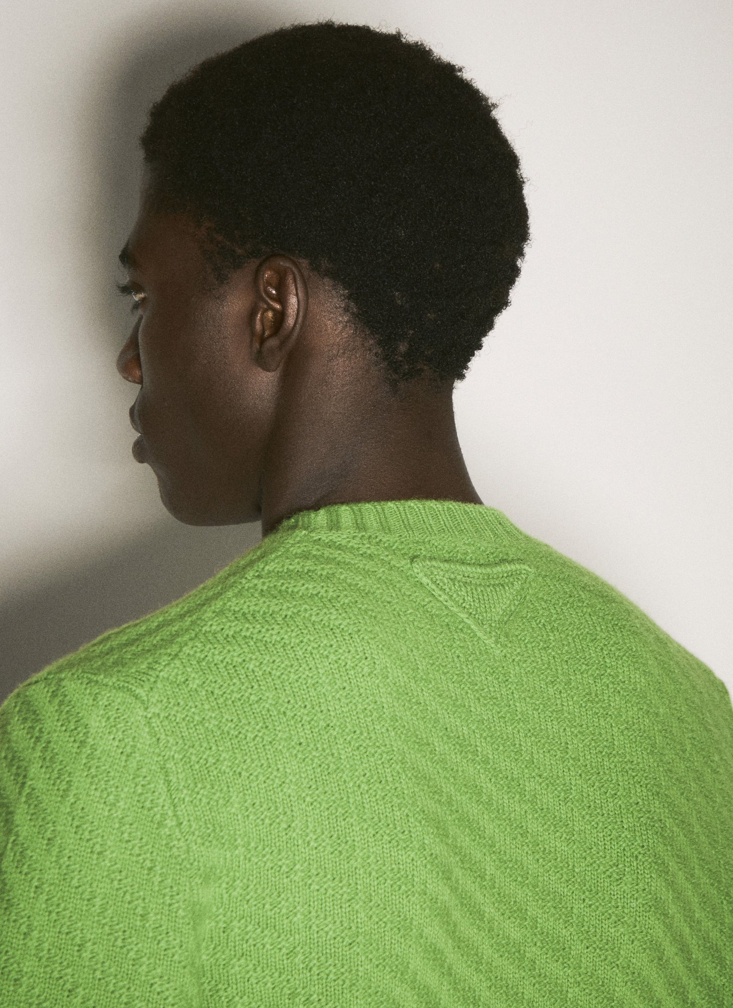 Prada Ribbed Knit Crewneck Sweater In Green