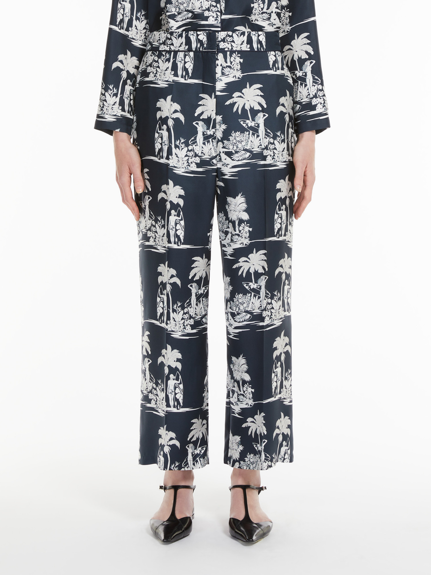 Max Mara Studio Paglie Long Trouser Navy In Black