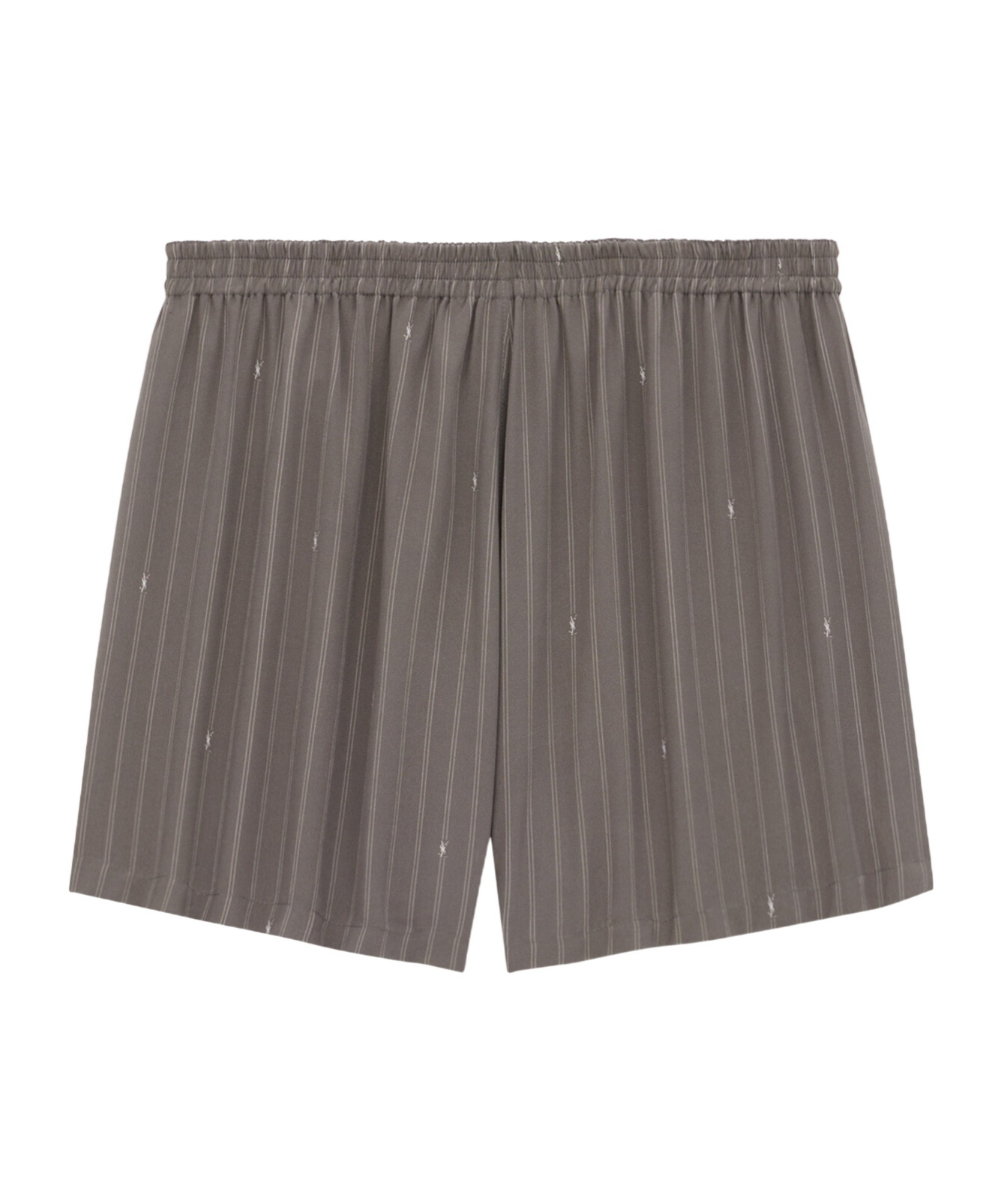 Saint Laurent Striped Crepe Chine Shorts In Gray