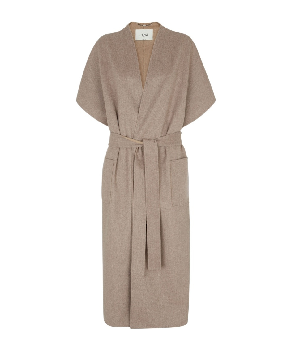 Fendi Wrapped Two-sided Coat In Nude